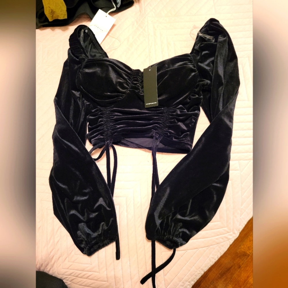 Velvet Black Crop Top